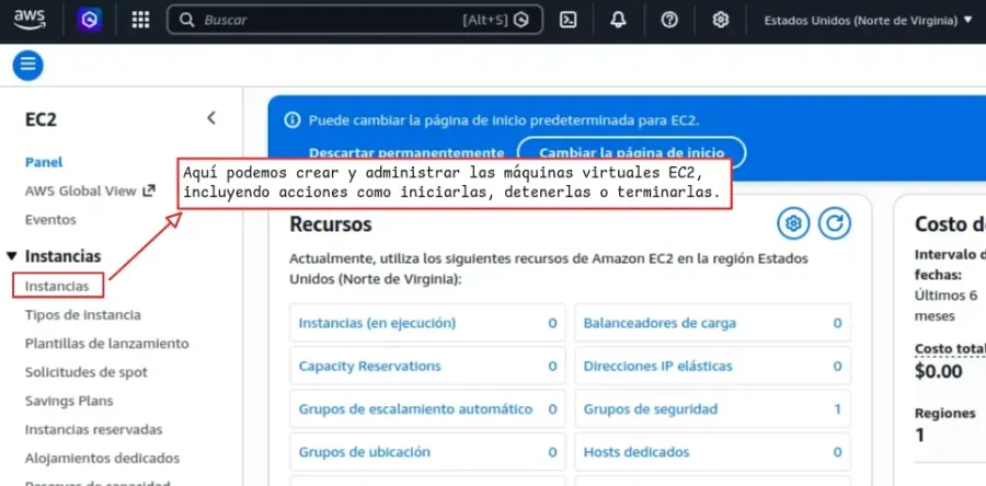 Panel principal EC2