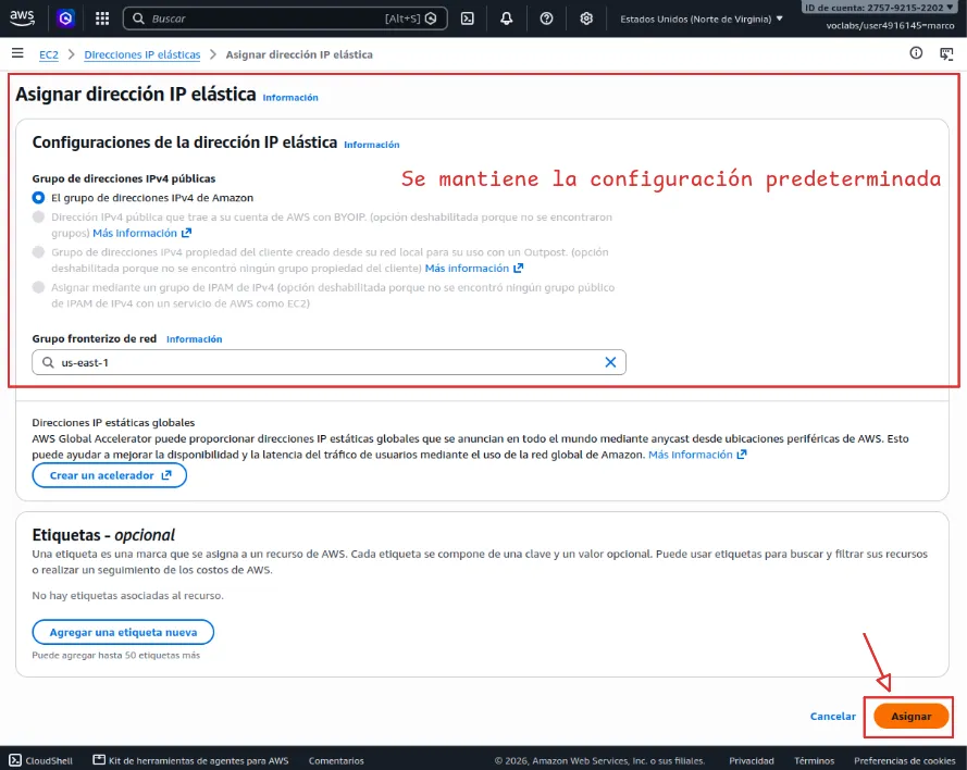 asociar la IP a una instancia