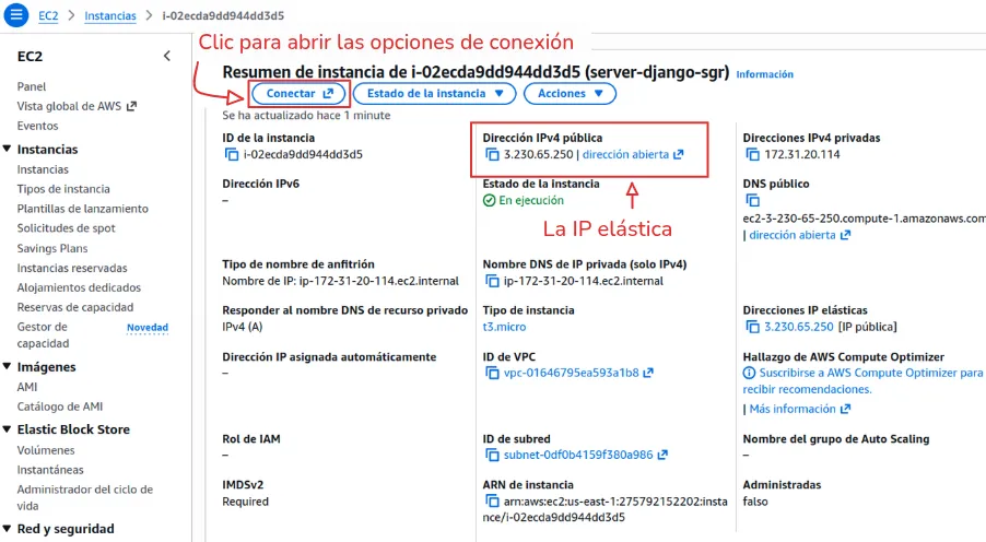 abrir opciones de conexión