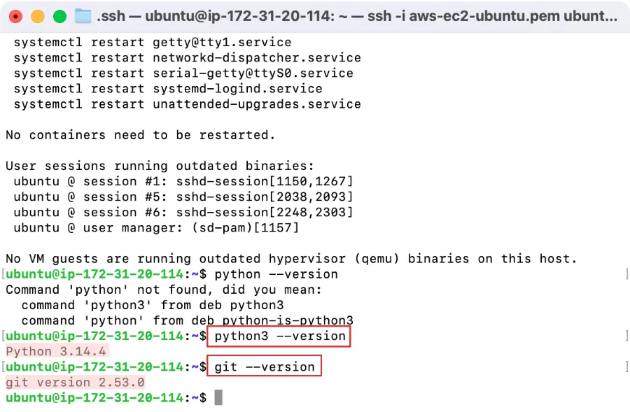 Revisar versiones de Python y Git