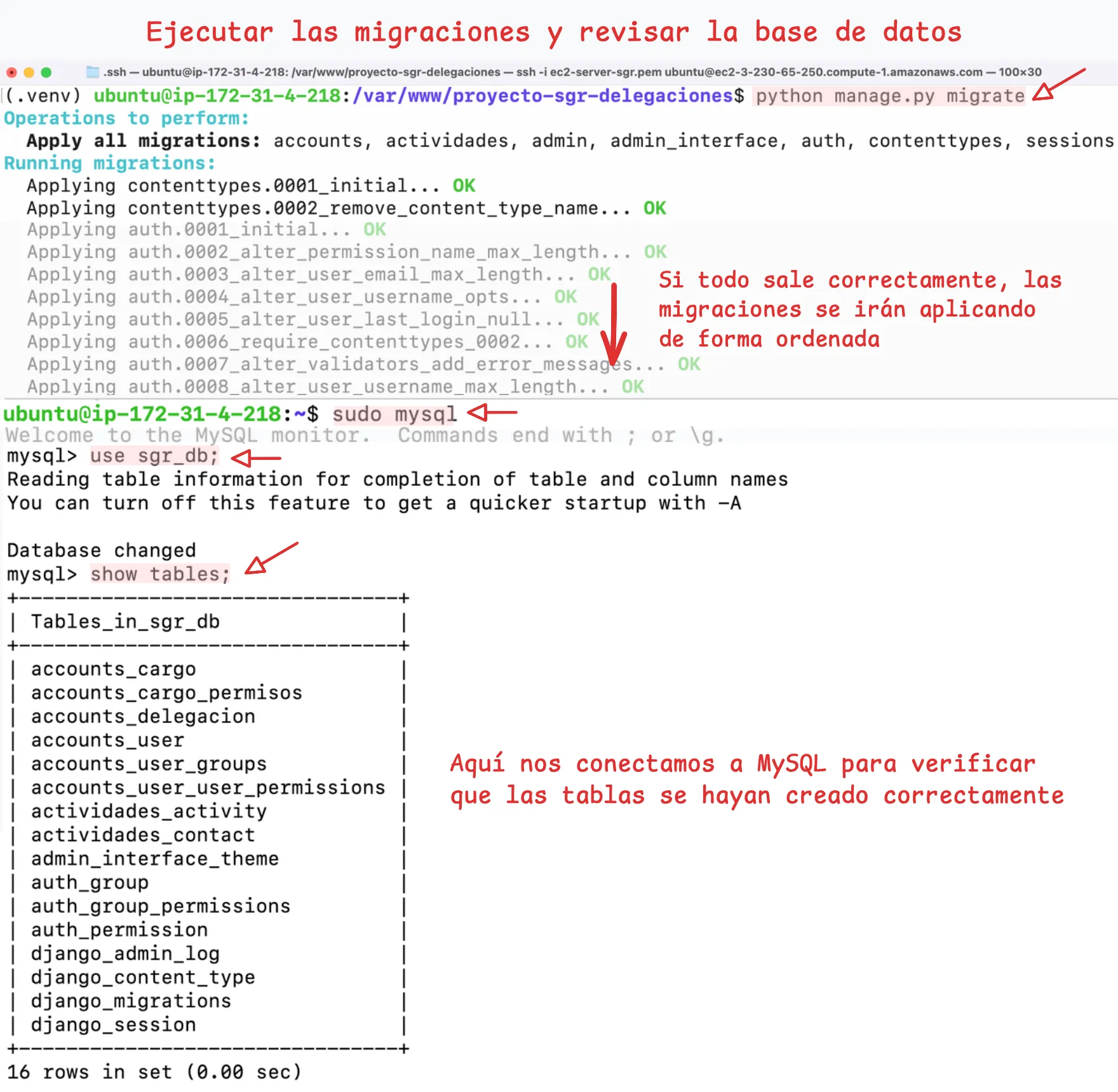 Configuración de las variables de entorno